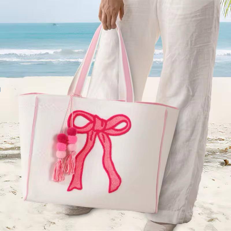 Pink Ribbon Canvas Tote